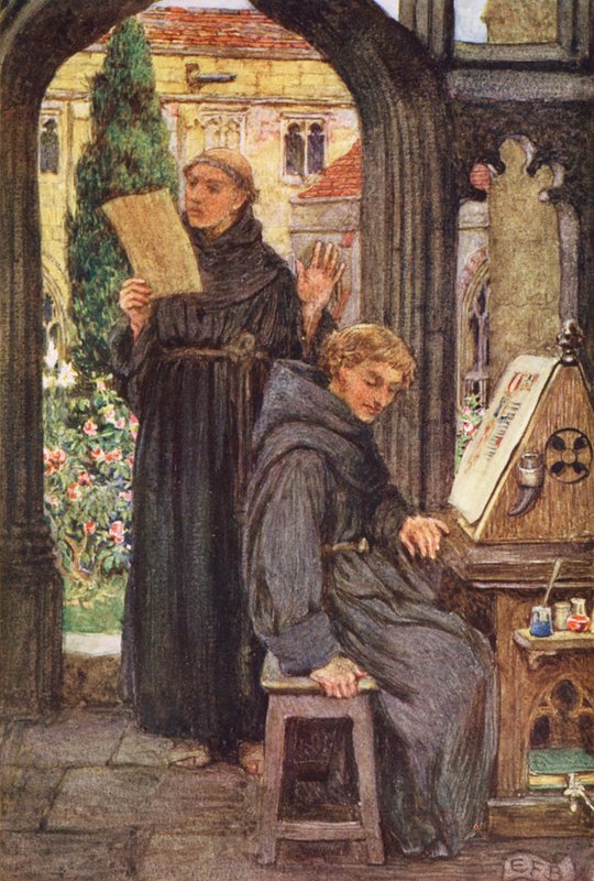 Ilustração para O Encontro do Irmão Hilário, de Michael Fairless (litografia a cores) de Eleanor Fortescue Brickdale
