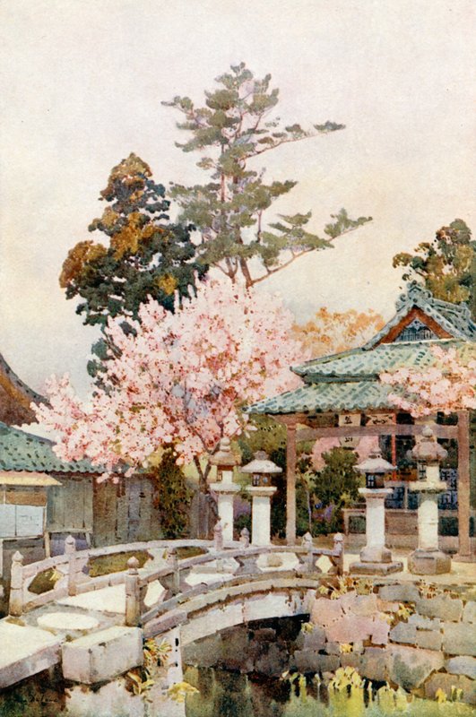 Um santuário em Kyomidzu (litografia a cores) de Ella Du Cane