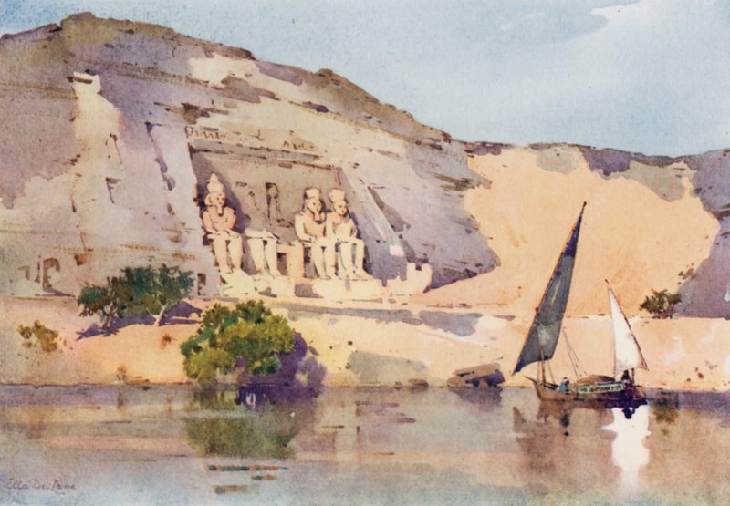 Abu Simbel (lito colorido) de Ella Du Cane