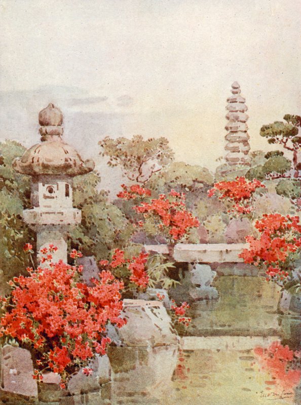 Azaleas, Kyoto (cor litho) de Ella Du Cane