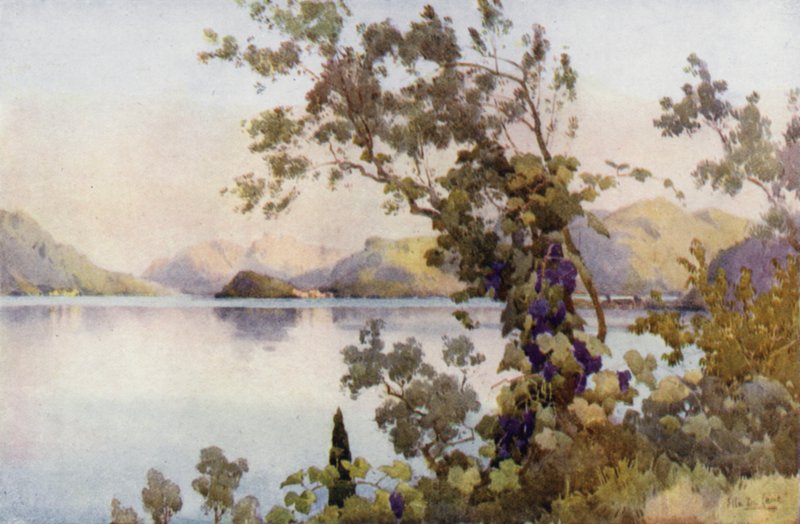 Noite, Lago de Como (lito colorido) de Ella Du Cane