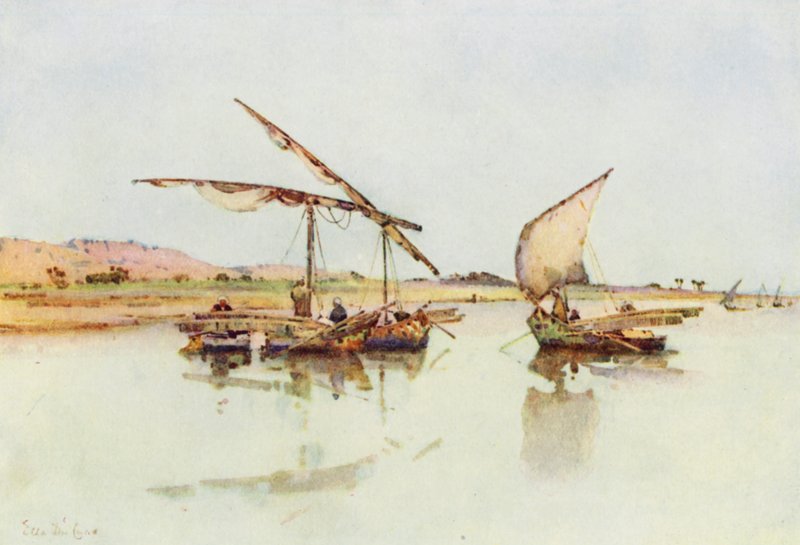 Embarcações de pesca no Nilo (cor litho) de Ella Du Cane