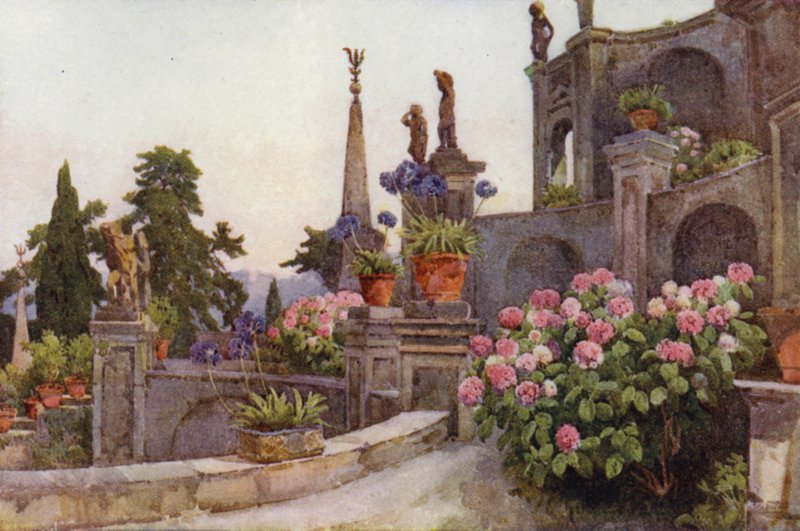 No Jardim, Isola Bella, Lago Maggiore (cor litho) de Ella Du Cane