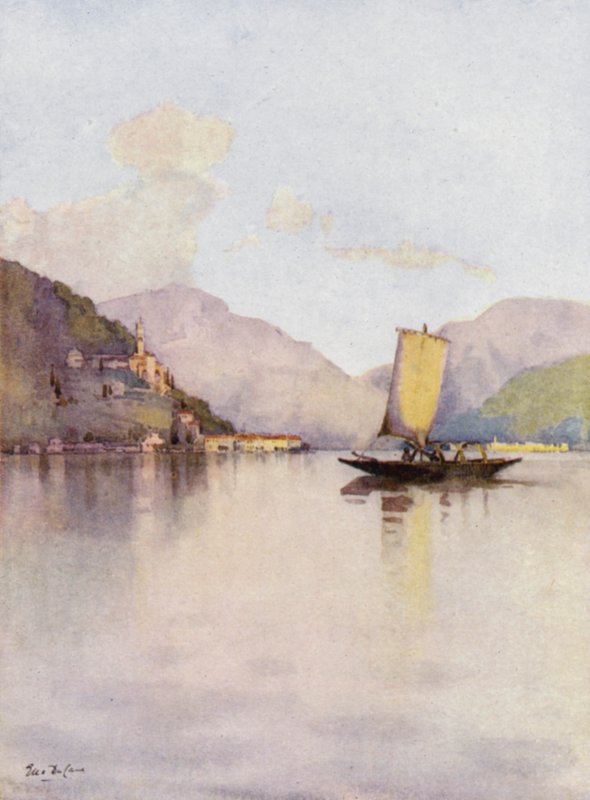 Morcote, Lago Lugano (lito colorido) de Ella Du Cane