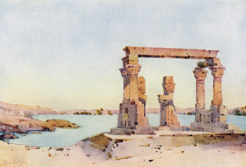 Templo de Kertassi, Núbia (lito colorido) de Ella Du Cane