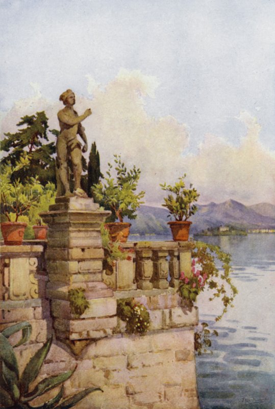 Terraço, Isola Bella, Lago Maggiore (cor litho) de Ella Du Cane