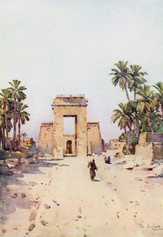 A Porta de Euergetes, Karnak (cor litho) de Ella Du Cane