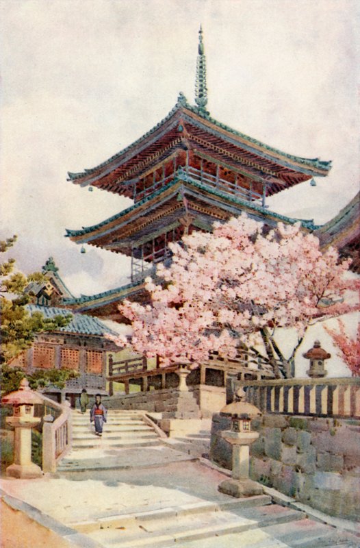 O pagode, Kyomidzu (lito colorido) de Ella Du Cane