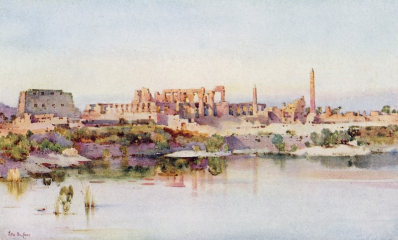 O Templo de Karnak (lito colorido) de Ella Du Cane