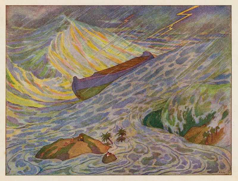A Arca de Noé: O dilúvio (litografia a cores) de Elmer Boyd Smith