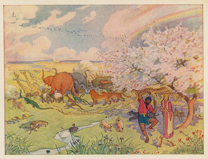 A Arca de Noé: O arco-íris (litografia a cores) de Elmer Boyd Smith