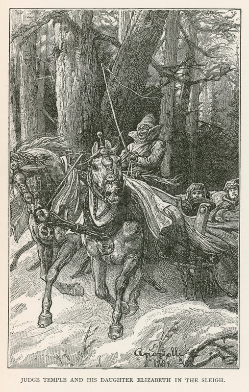 O Juiz Temple e a sua filha Elizabeth no trenó (gravura) de Elviro Michael Andriolli