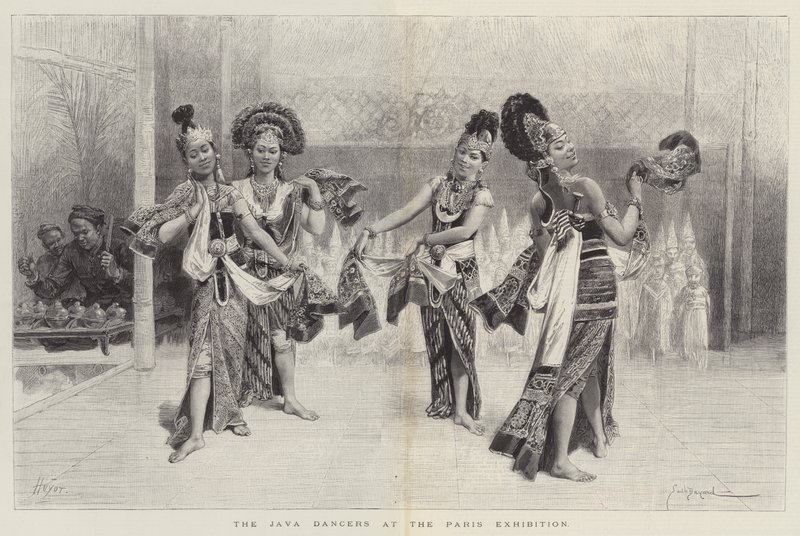 Os dançarinos de Java na exposição de Paris de Emile Antoine Bayard