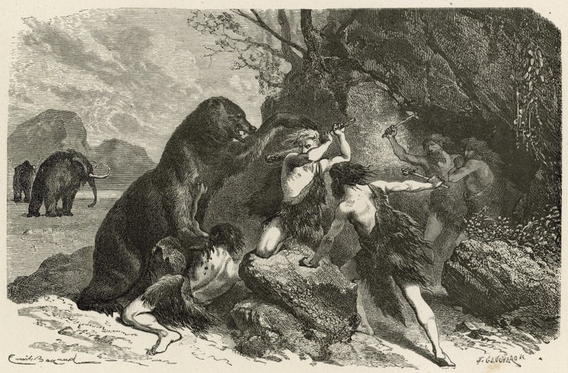 O homem na época do grande urso e do mamute de Emile Antoine Bayard