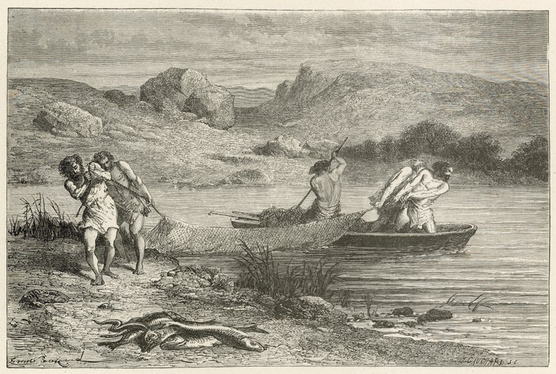 Pescadores na era da pedra polida de Emile Antoine Bayard