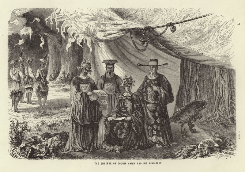 Imperador de Cochin China e seus ministros de Emile Theodore Therond