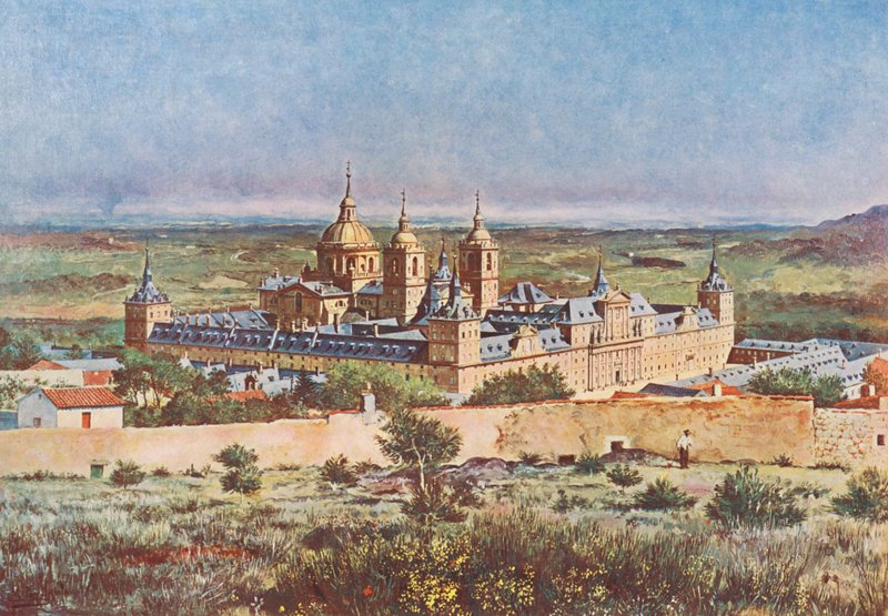 Elscorial: Vista General (litografia a cores) de Emilio Poy Dalmau