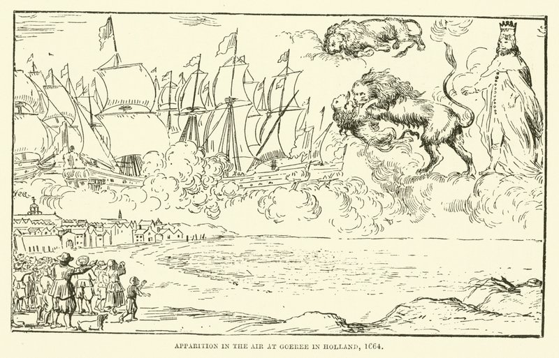 Aparição no ar em Goeree na Holanda, 1664 de English School