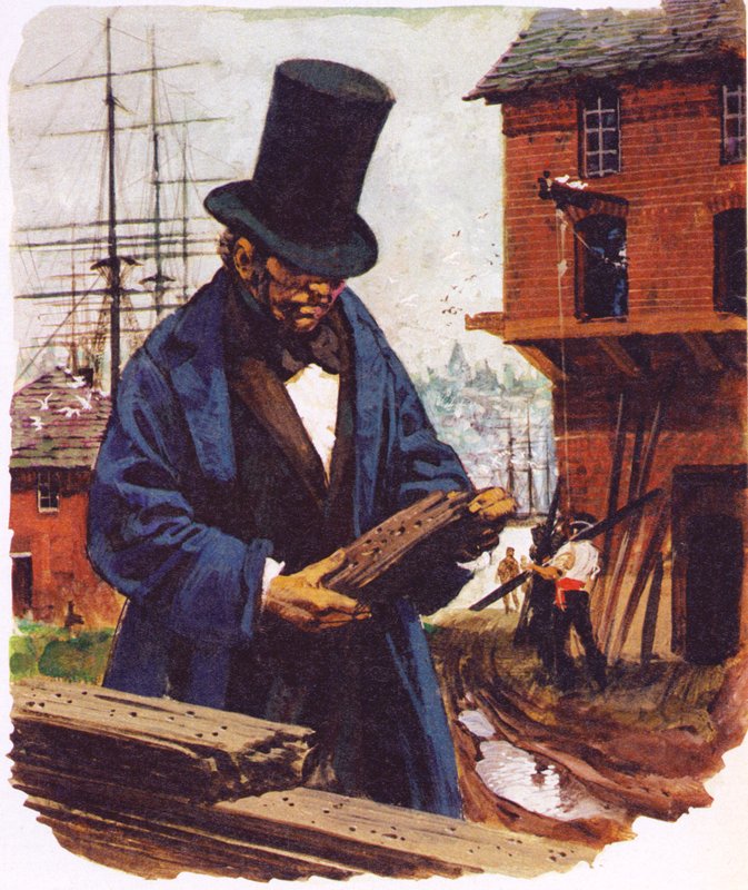 Brunel inspirou-se em seu tunelamento ao ver uma carapaça chata em uma prancha de carvalho de English School