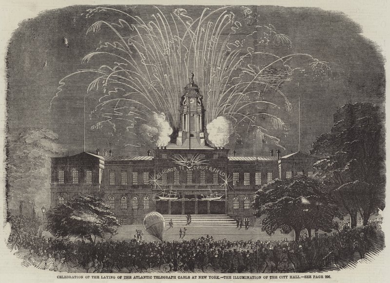 Celebração da Colocação do Cabo Telegráfico Atlântico em Nova York, a Iluminação da Prefeitura de English School
