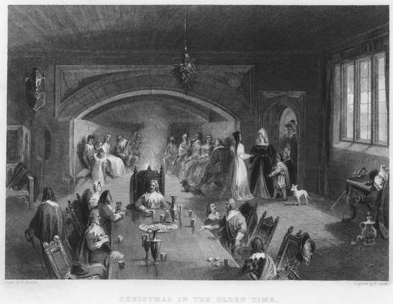 Natal no tempo antigo, Wycoller Hall, Lancashire, 1650 de English School