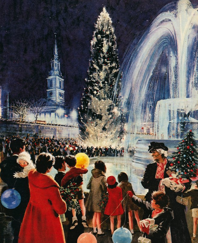 Árvore de Natal em Trafalgar Square, Londres, um presente do povo de Oslo de English School