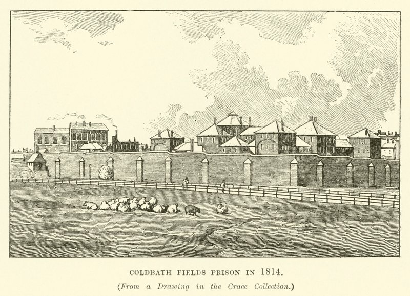 Prisão de Coldbath Fields em 1814 de English School