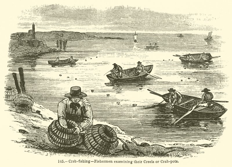 Pesca De Caranguejo Pescadores, examinando, seu, creels, ou, carangueijo-potes de English School