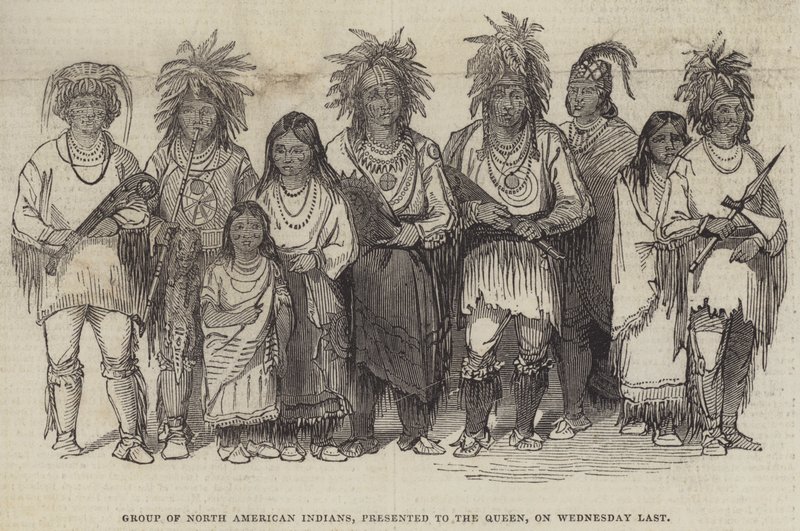 Grupo de índios norte-americanos, apresentado à rainha, na quarta-feira passada de English School