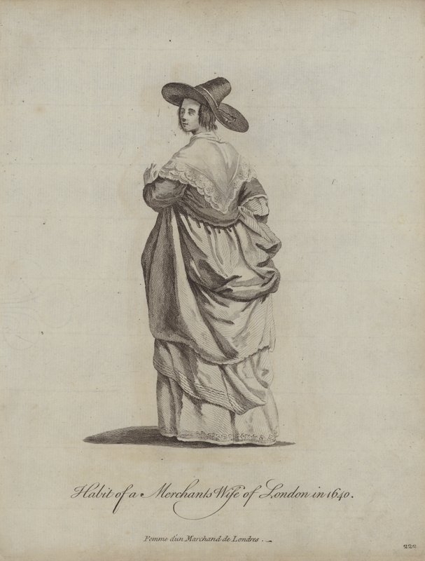 Hábito de uma esposa de mecânicos de Londres em 1640 de English School