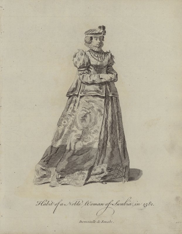 Hábito de uma mulher nobre da Suábia em 1581 de English School