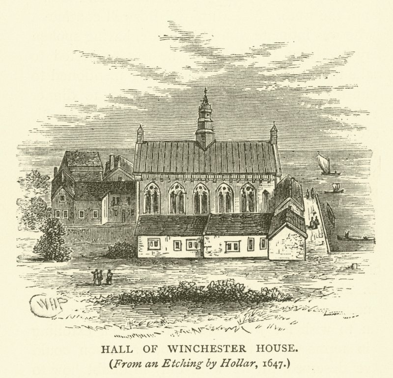 Hall of Winchester House, de uma gravura de Hollar, 1647 de English School