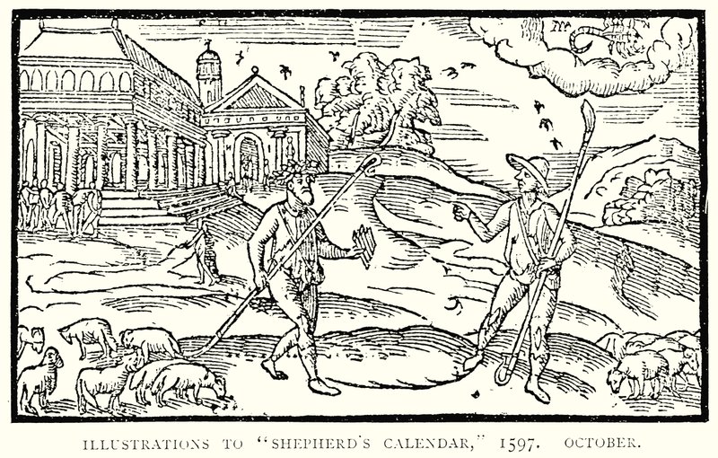 Ilustrações para Shepherds Calendar, 1597. October de English School