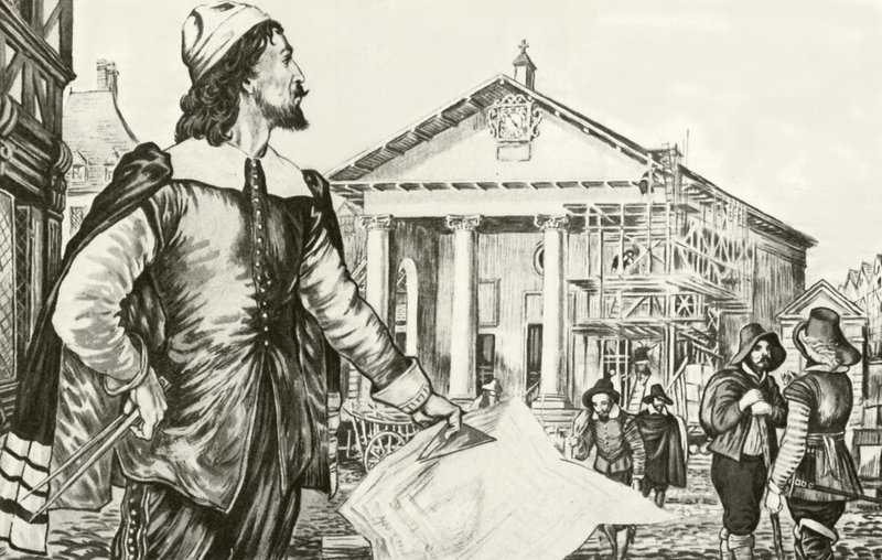 Inigo Jones projetando a igreja de St Paul, Covent Garden de English School