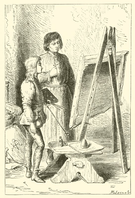 Leonardo Da Vinci, quando menino, no estudo de Vervechio de English School