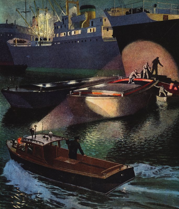 Polícia do rio de Londres em ação, década de 1960 de English School