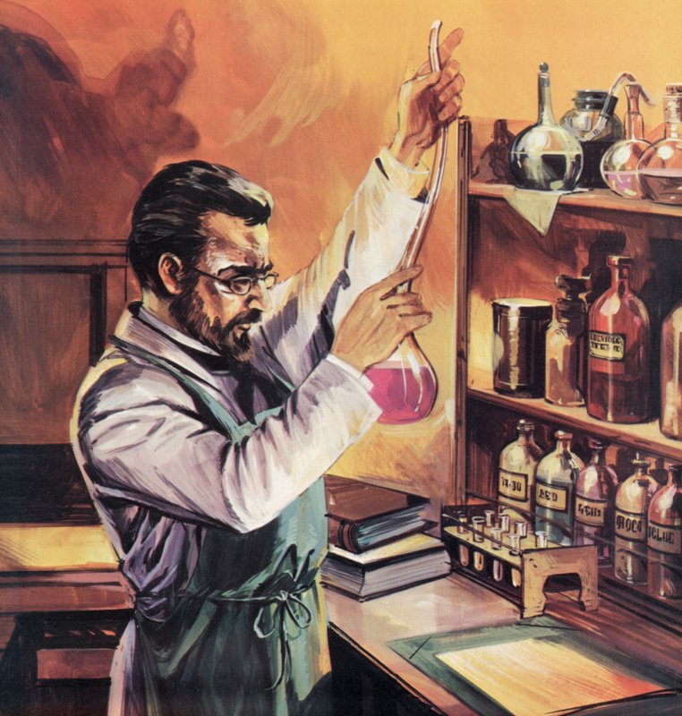 Louis Pasteur em seu laboratório de English School