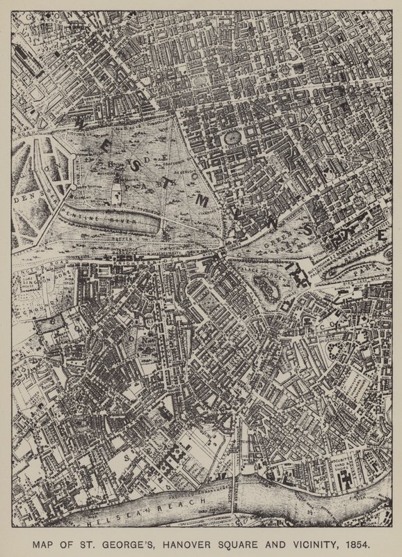 Mapa, de, st, Georges, hanover, quadrado, e, vizinhança, 1854 de English School