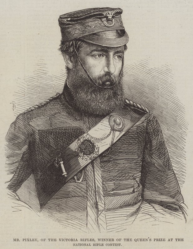 Mr Pixley, do Victoria Rifles, ganhador do prêmio da rainha no Concurso Nacional de Rifles de English School