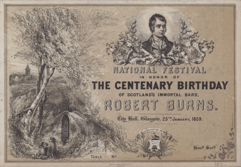 Festival Nacional em homenagem ao Aniversário Centenário do Bardo Imortal de Scotlands, Robert Burns, 25 de janeiro de 1859 de English School
