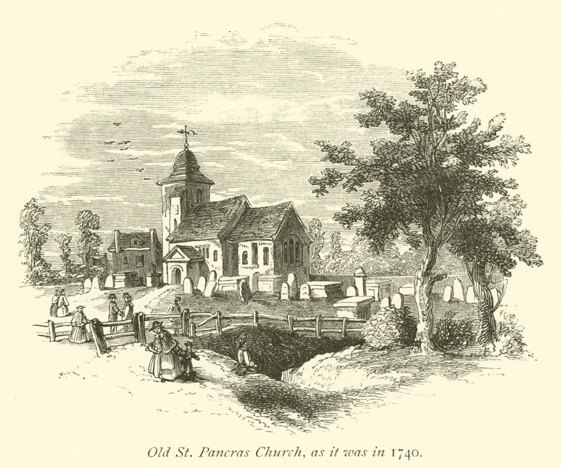 Igreja Velha de St Pancras, como era em 1740 de English School