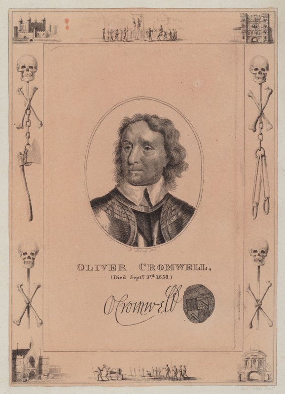 Oliver Cromwell, falecido em 3 de setembro de 1658 de English School