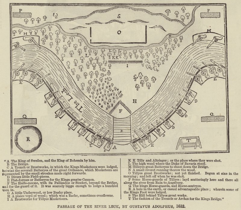 Passagem do rio Leck, por Gustavus Adolphus, 1632 de English School