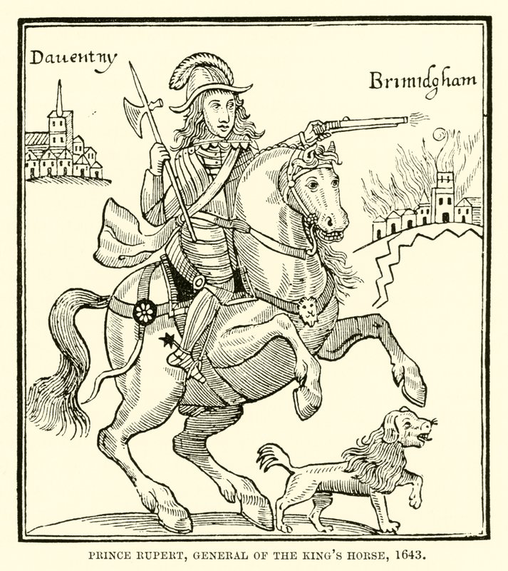 Príncipe Rupert, general dos reis cavalo, 1643 de English School