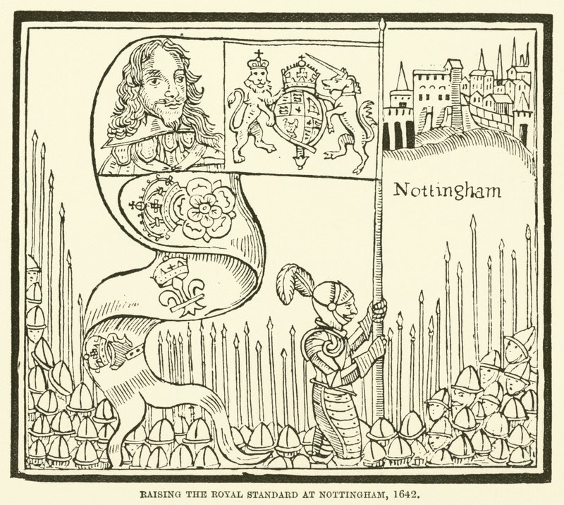 Elevando o padrão real em Nottingham, 1642 de English School