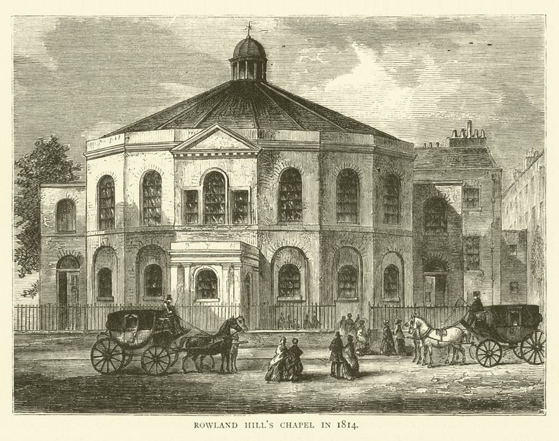 Capela de Rowland Hills em 1814 de English School