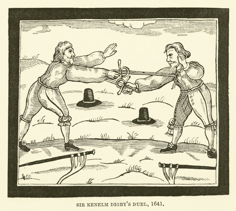 Duelo de Sir Kenelm Digbys, 1641 de English School