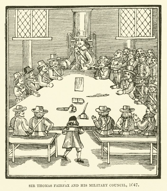 Sir Thomas Fairfax e seu conselho militar, 1647 de English School