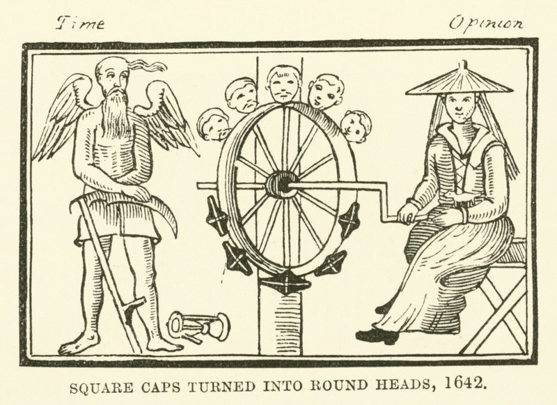Bonés quadrados transformados em cabeças redondas, 1642 de English School