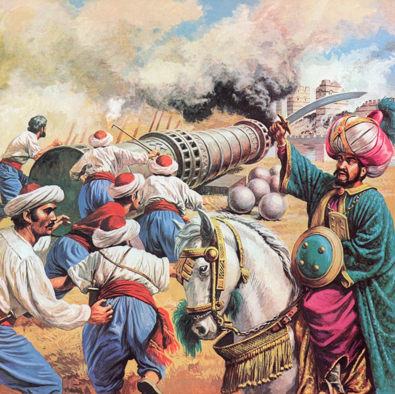 Sultão Mehmed sitiando Constantinopla, 1453 de English School
